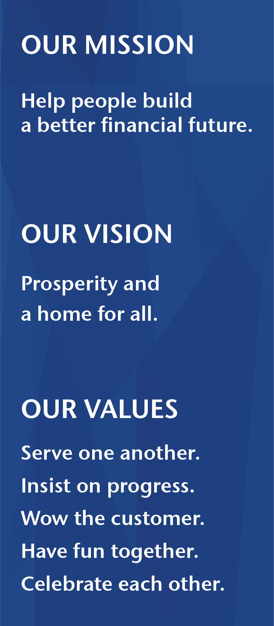 Mission Vision and Values of First Federal Bank of Kansas City