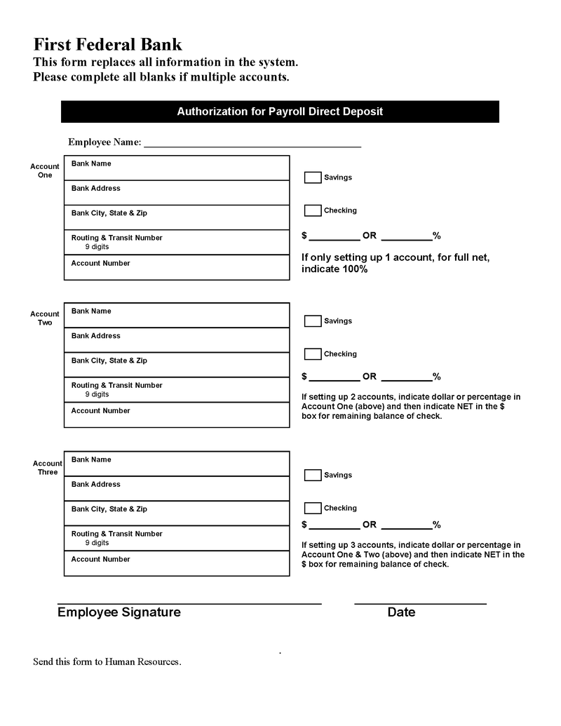 First Federal direct deposit form example