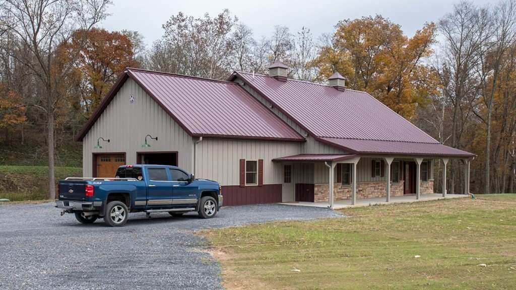 Barndominium home with garage