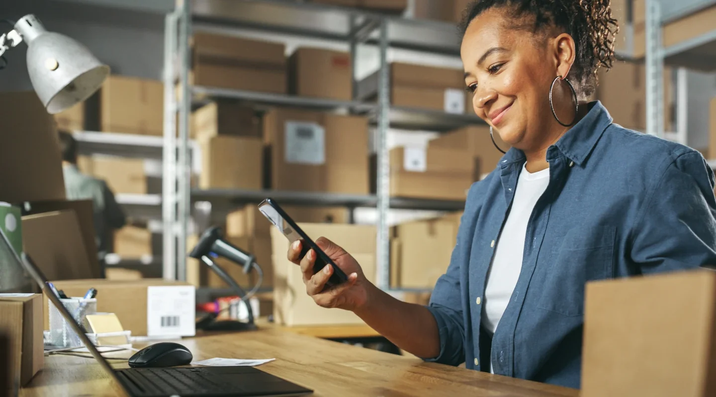business owner in storage room
