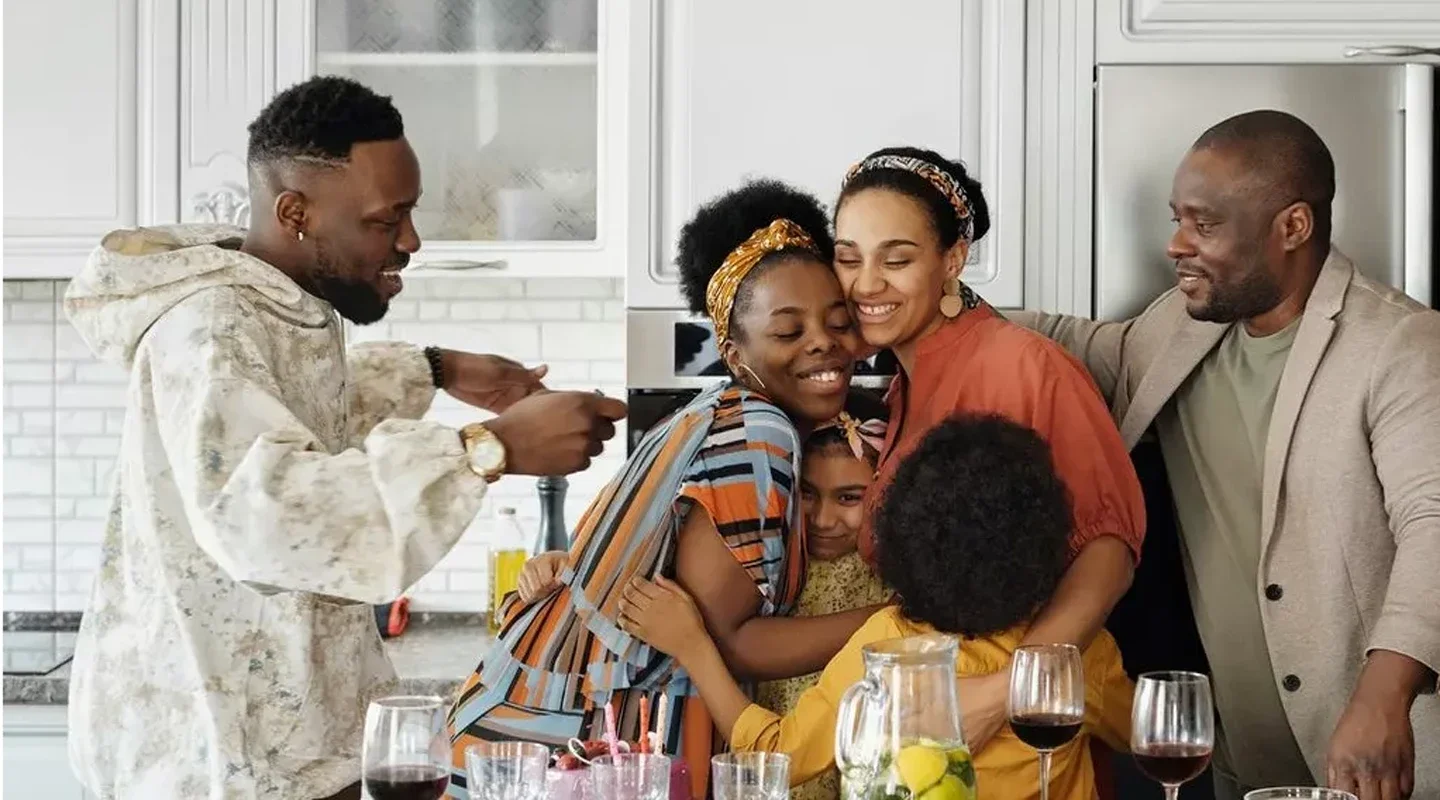 happy family in home