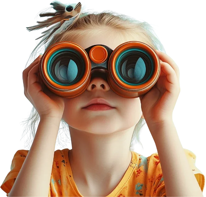girl with binoculars