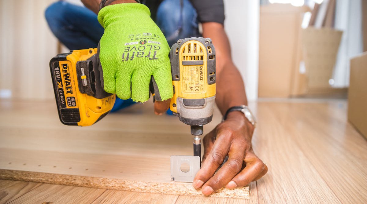 construction worker with drill